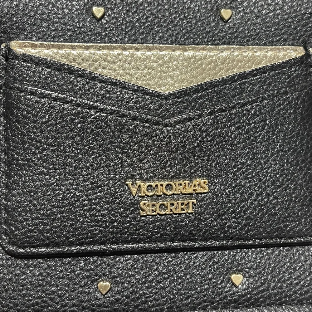 Victoria's Secret Black and Gold heart studded card holder wristlet - Picture 5 of 5